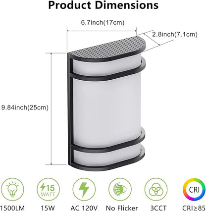 Led Wall Lights Indoor- Modern Wall Sconce Lighting 3000K/4500K/6000K Adjustable Led Wall Lamps for Hallway, Staircase, Corridor, Bedroom, Living Room, Kitchen (1, Black)