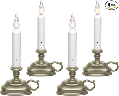 Xodus Innovations VC1820P 4 Battery Operated Vintage Filament LED Flameless Window Candles with Dusk to Dawn Timer and 3 Flame Settings