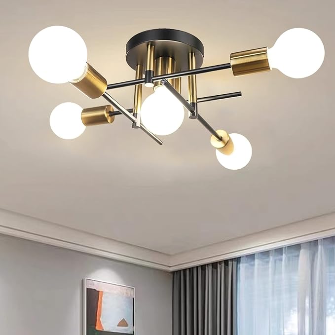 Modern Ceiling Light Fixture, Sputnik Chandelier, Mid Century Vintage Industrial Pendant Lighting for Living Room Bedroom Kitchen Dining Room Farmhouse