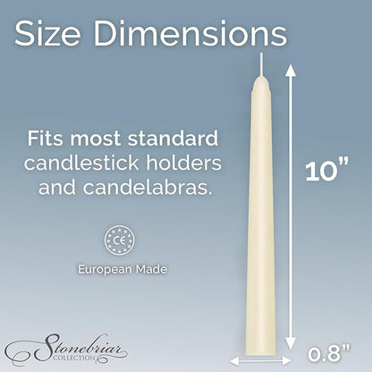 Stonebriar Tall 10" Ivory Unscented 10 Pack Taper Candles