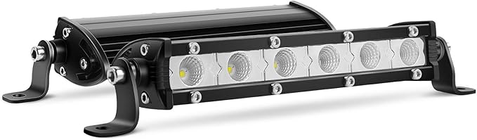 Nilight 2PCS 7 Inch 18W Ultra-Slim Single Row LED Flood Light Bar Fog Light Dricing Light Work Light for Offroad 4x4 Jeeps Trucks ATV UTV SUV Tacoma Subaru