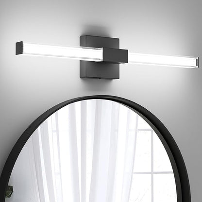 Ralbay 24inch Black Bathroom Vanity Light Bar 22W Modern LED Vanity Lights Matte Black Bathroom Wall Mounted Light Fixtures Over Mirror(5500K White Light)