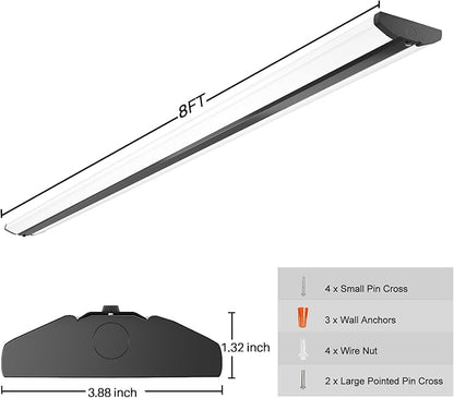 110W 8FT LED Shop Lights, Ultra Slim LED Wraparound Strip Lighting, 12500LM 5000K, 8 Foot Flush Mount Garage Warehouse Office Ceiling Light Fixture, Fluorescent Tube Replacement, 4 Pack