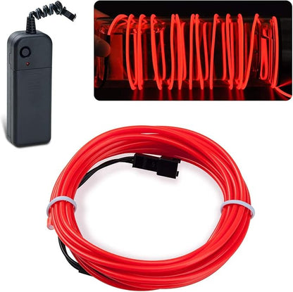 lychee 9ft EL Wire Neon Glowing Strobing Electroluminescent Light El Wire w/Battery Pack for Parties, Halloween Decoration (Red)