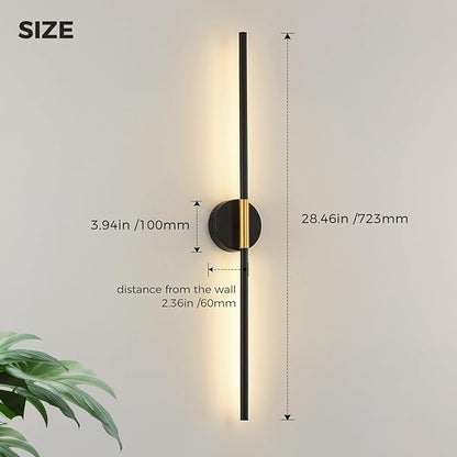 JOOSENLUX Battery Operated Wall Sconces Set of 2 – Gold & Black LED Wall Light, Dimmable, Remote‑Control, Adjustable Arm, Cordless Aluminum Modern Art Lamp