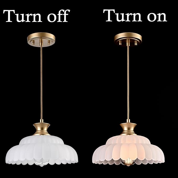 HYDELITE Vintage Frosted Glass Pendant Lights Kitchen Island Lighting Fixtures Over The Kitchen Sink Adjustable Hanging Pendant for Dining Room Kitchen Entryway