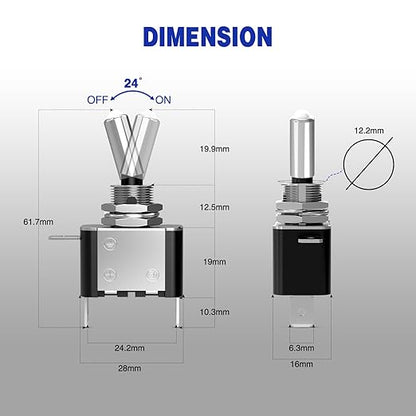 Nilight 3PCS White LED Toggle Switches 12V 20A 3 Pin 2 Position ON Off SPST Heavy Duty Rocker Switch for Auto Car Marine RV Vehicles Truck Boat Dash