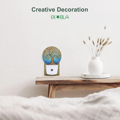 EKOBLA Art Tree Plug-in Night Light, Golden Leaf Tree LED Nightlight with Auto Sensor, 0.5W Sleep Friendly for Home