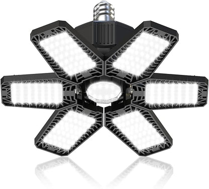 LED Garage Light 1 Pack - 180W 18000LM Garage Lights Ceiling Led with 6 Adjustable Panels, 6500K Daylight Deformable Lighting Screw In E26 E27 Bulb Socket, for Shop Workshop Barn Basement Attic