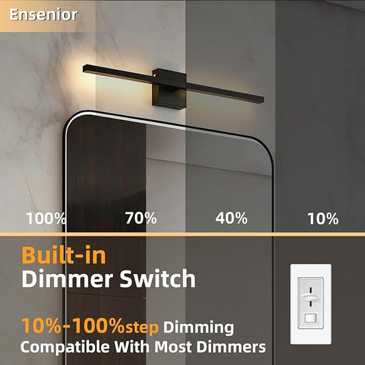 Brushed Black Vanity Light 30 Inch Modern Bathroom Light Fixtures 18W Wall Vanity Lamp Over Mirror, Dimmable 5CCT LED Wall Sconce for Bedroom Cabinets