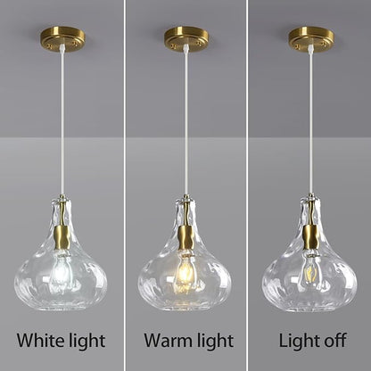Modern Glass Pendant Light 9.44 in Clear Hammered Glass Shade Gold Farmhouse Island Pendant Lights for Kitchen Pendant Lighting Over Sink Bedroom Dining Room (1 Pack)