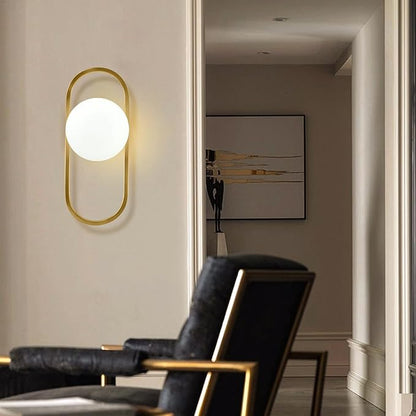 SeeU Mid Century Wall Sconces Modern Gold Vanity Wall Lamp with White Globe Lampshade Wall Light Fixture for Bathroom Bedroom Living Room Set of 2