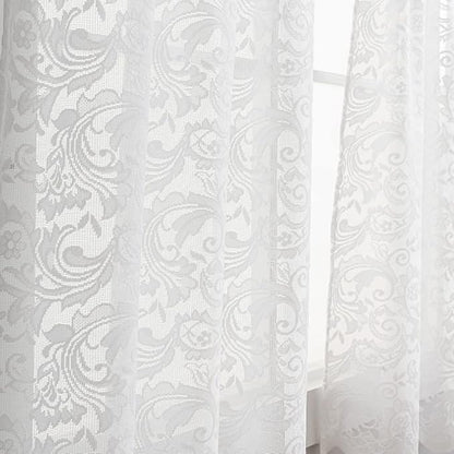 ALIGOGO 3 Piece Lace Kitchen Curtains and Valances Set 36 Inches Length, Country Short White Sheer Kitchen Curtains for Small Window, 70s Cafe Curtain with Valance Bathroom,52" x 36" White