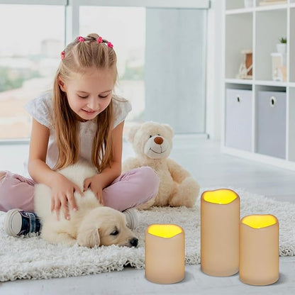 Artmarry Flameless Candles 4" 5" 6" Set of 6 Outdoor Indoor Pillars 3" Diameter Battery Operated Flickering Candles Include 10-Key Remote Timer Function 400+ Hours by 2 AA Batteries (6 Pack)