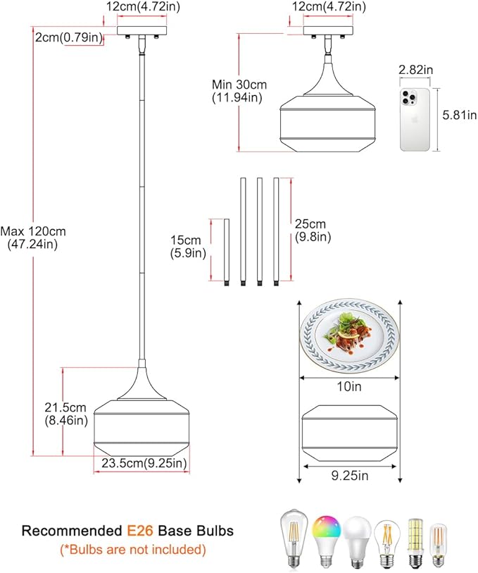 Vintage Gold Pendant Light with Clear Glass, Adjustable Pendant Lighting for Kitchen Island Brushed Pendant Lights Convertible Ceiling Mount Or Hanging Fixture for Hallway Bathroom,Brown Bronze