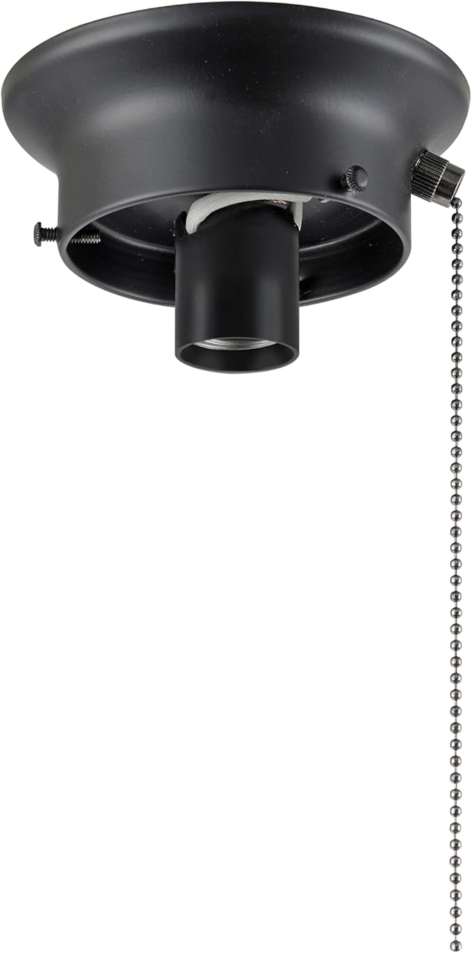 Aspen Creative 22101-01-1, Flush Mount Ceiling Fixture Shade Holder Kit with On/Off Pull Chain Switch in Matte Black Finish 3-5/8" Fitter, 4-7/8" Diameter x 1-7/8" Height
