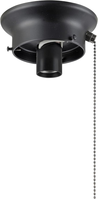 Aspen Creative 22101-01-1, Flush Mount Ceiling Fixture Shade Holder Kit with On/Off Pull Chain Switch in Matte Black Finish 3-5/8" Fitter, 4-7/8" Diameter x 1-7/8" Height