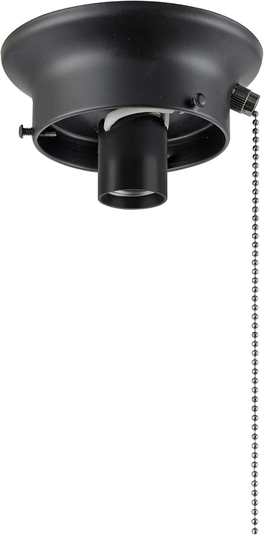 Aspen Creative 22101-01-1, Flush Mount Ceiling Fixture Shade Holder Kit with On/Off Pull Chain Switch in Matte Black Finish 3-5/8" Fitter, 4-7/8" Diameter x 1-7/8" Height