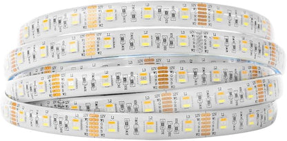 BTF-LIGHTING RGBCCT 5 Colors in 1 LED 5050SMD RGBWW RGB+Dimmable Tunable Color Temperature 2700K-6500K 16.4ft 60LEDs/m 300LEDs DC12V Multi-Colored Tape Lights IP65 White PCB(No Adapter or Controller)