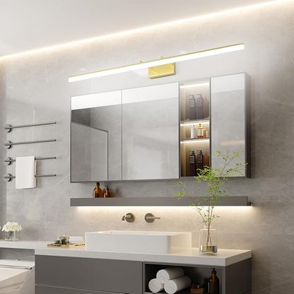 Aipsun 48inch Bathroom Vanity Light Brushed Gold Modern LED Vanity Lighting Over Mirror Adjustable Gold Wall Light for Bathroom (Cool White 5500K)