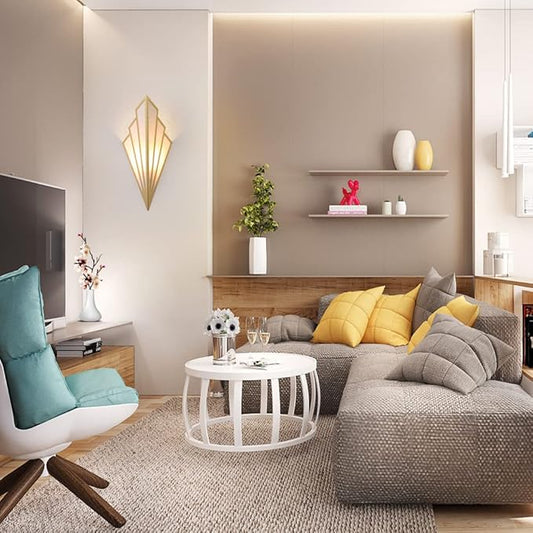 Modern Wall Light Simple Creative Wall Sconces Bedroom Aisle Living Room Wall Lamp Holder E12 Socket Art Deco Lighting Fixture (Bulb Not Included) (Gold) [Energy Class A++] (Golden)