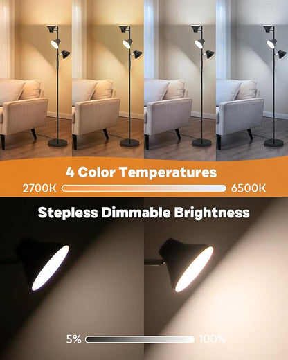 SIBRILLE RGBCW Floor Lamp, 36W Bright Color Changing Lamp, Modern Stepless Dimmable LED RGB Floor Lamp with Remote & Touch Control, Standing Lamp for Living Room, Game Room, Bedroom