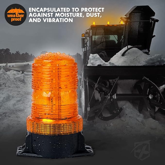 Xprite 30 LED Amber Forklift Beacon Strobe Light Safety Warning Flashing Lights for 10-110V Mower, ATV, Trucks, Tractor, Golf Carts, UTV, Cars, Bus-3PCS