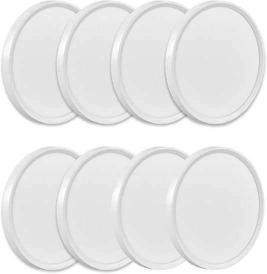 8PK 9 Inch LED Flush Mount Ceiling Light, 18W, 1860LM, 3000K/4000K/6000K CCT Selectable, Round Flat Panel Low Profile Ceiling Light Fixtures for Hallway, Kitchen, Bedroom, Laundry Room