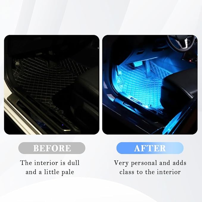 4-in-1 Car LED Lights Interior with USB Port,Ambient Neon Car Door Lights Kit for CCar Decor,Party,Music,Gift,Universal CCar Pedal Light Interior Accessories for Wonmen & Men (Ice Blue)
