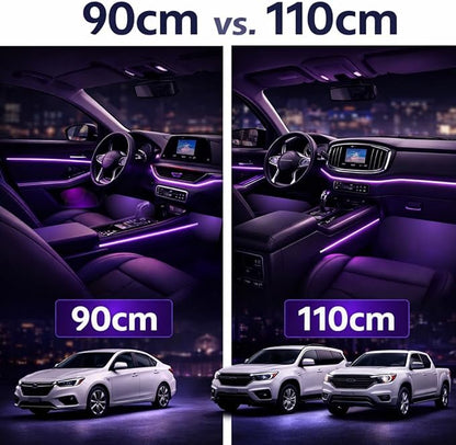 Acrylic Interior Car LED Strip Lights, Dreamcolor 10-in-1 Car Ambient Lighting Kit, with APP Control, 622 LED Fiber Optic Strip Lights for Cars, Supports Neon Sync with Music DIY Mode