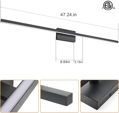 VOLISUN 48 inch Vanity Light for Bathrooms, 30W Dimmable 5CCT Bathroom Light Fixture Over Mirror, Black Bathroom Vanity Light Bar -ETL Certificated