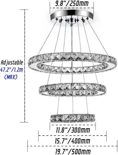 Modern Crystal Chandeliers LED Chandelier Pendant Lights Chandelier Rings Pendant Light (Cool White 30/40/50)