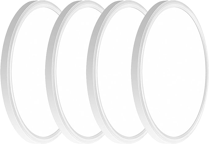 4PACK 3200lm LED Flush Mount Ceiling Light, Super Slim 12 inch LED Ceiling Light, 5000K Daylight LED Ceiling Light for Bedroom, living room, garage, office, warehouse, Dining room (White, Four Pack)