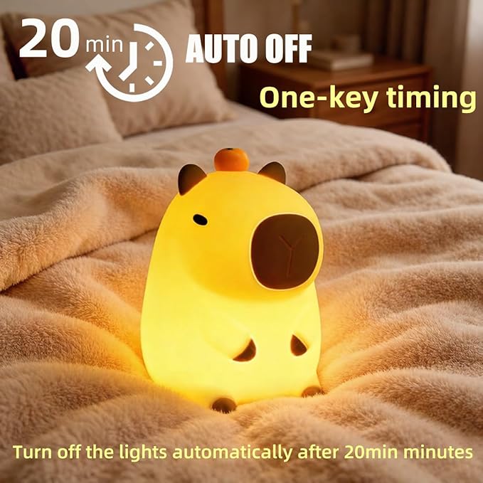 Night Light,Cute Tangerine LED Squishy Novelty Animal Night Lamp,Dimmable Soft Silicone Nursery Nightlight for Kids, Rechargeable Bedroom Touch Lamp, Dorm Decor, Gift(Capybara)