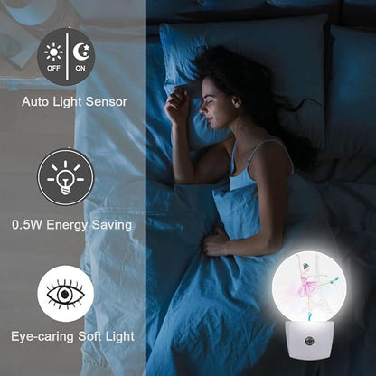Ballet Girl Eiffel Tower Paris Night Light Plug-in Sleep Lamp Led Dusk to Dawn Night Light for Bedroom