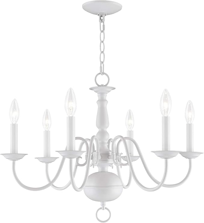 Livex Lighting 5006-03 Williamsburgh 6-Light Chandelier, White