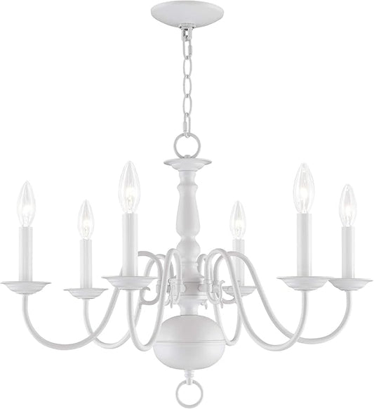 Livex Lighting 5006-03 Williamsburgh 6-Light Chandelier, White