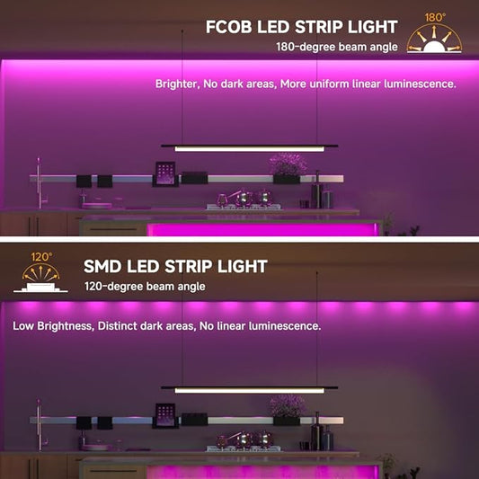 BTF-LIGHTING FCOB COB FOB LED Strip Lights 5V USB Powered 9.8FT 960LEDs Purple Color 8mm Width Dimmable CRI 90+ with 3M Tape Flexible High Density for 3D Printer TV Backlight PC DIY Decor
