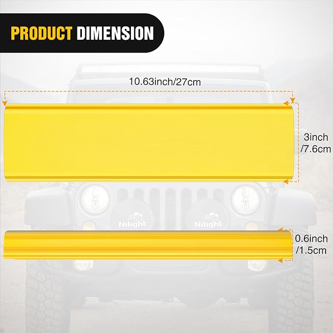 Nilight 12 Inch LED Light Bar Cover 2 PCS Amber Yellow Protective Covers Durable Polycarbonate Lens Waterproof Dustproof Scratch-Proof for Double-Row Lights Off Road Driving Lighting