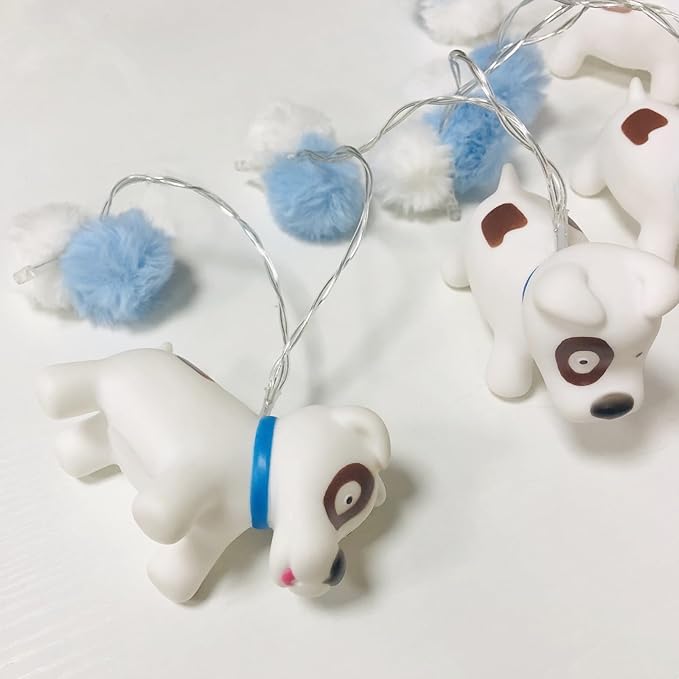 1.65M Cute Animal Bichon Frise Shape 10 Led Fairy Lights Painted Dog String Lights USB Powered for Halloween Christmas Thanksgiving Home Party Children Kids Bedroom Decoration (Bichon Frise)