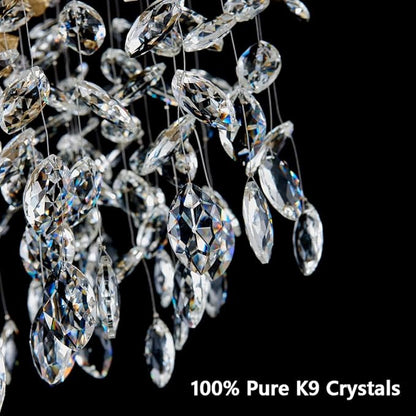 Modern Gold Chandelier Light Fixtures - Dia 31.5 inches Luxury Crystal Chandelier Lighting, Large Kitchen Light Fixture, Led Branch Crystal Chandeliers for Dining Room, Bedroom, Living Room