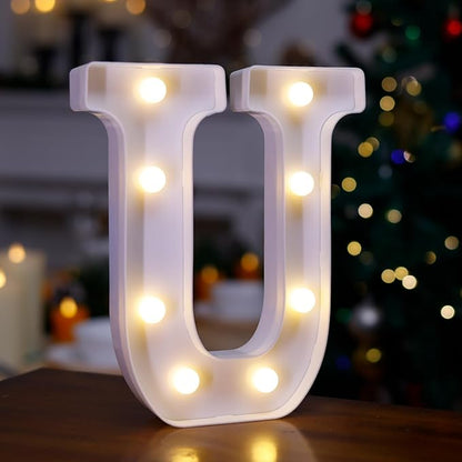 LED Marquee Sign Light Up Letters, Alphabet Light Up Letters Sign, Battery Powered LED Letter Lights for Night Light, Wedding, Birthday, Party, Christmas or Home Decor (Letter U)