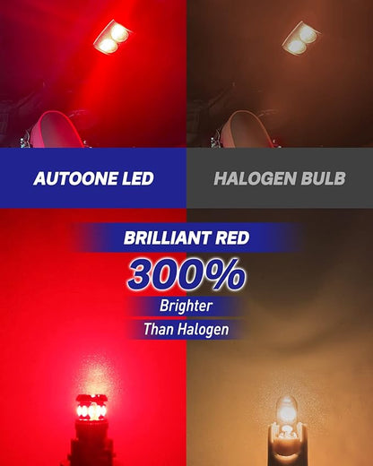 AUTOONE 194 LED Bulb Red, 300% Brighter T10 168 2825 W5W LED Bulbs for License Plate Light Dome Map Door Courtesy Interior Car Lights, Pack of 2