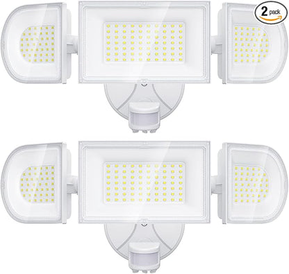 iMaihom 150W Motion Sensor Light Outdoor, 15000LM 6500K LED Security Floodlights, 3 Adjustable Head Motion Detection Light IP65 Waterproof for Yard Garage White 2pack