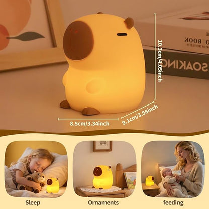 Capybara Night Light Squishy, 50Hrs Nursery Night Light, Touch Control 2 Brightness, 30Min Auto-Off, Rechargeable Bedside Lamp for Baby Kids, [Mothers Day Gifts]