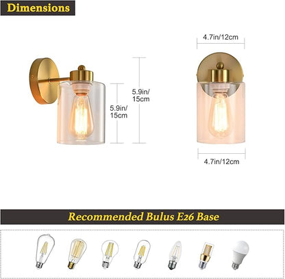 Metal Sconces Wall Lighting with Clear Glass Shade, Bathroom Vanity Light Matte Black Wall Sconce, Modern Wall Light Fixtures