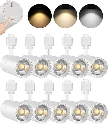VANoopee 10 Pack 3-Color 20W H Track Lighting Heads Dimmable No Flicker Bright LED Track Lighting Fixtures for Accent Task Retail Kitchen Ceiling Track Light H Type - CRI90+ 36° 2000lm White