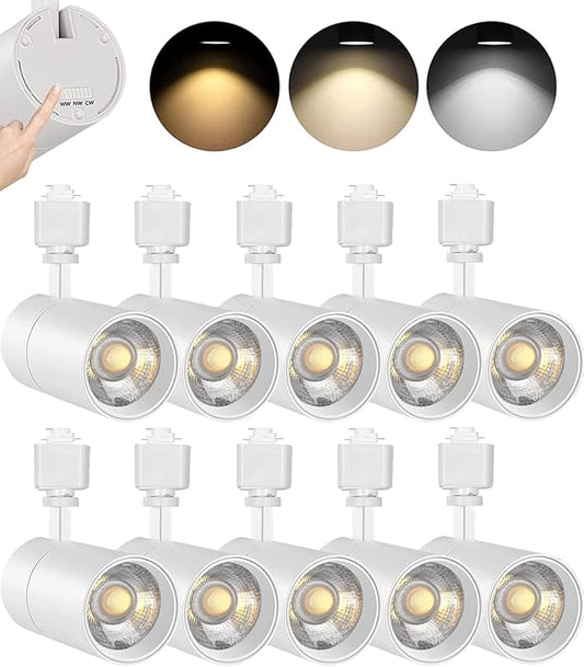 VANoopee 10 Pack 3-Color 20W H Track Lighting Heads Dimmable No Flicker Bright LED Track Lighting Fixtures for Accent Task Retail Kitchen Ceiling Track Light H Type - CRI90+ 36° 2000lm White