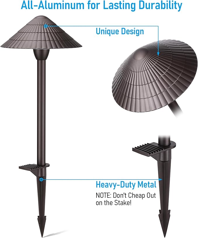 LEONLITE 5CCT LED Low Voltage Landscape Lights, 3W Cast-Aluminum 12-24V Pathway Lights, 1800K-5000K IP65 Path Lights, ETL Listed Landscape Lighting Wired for Yard Lawn, Oil Rubbed Bronze, Pack of 4