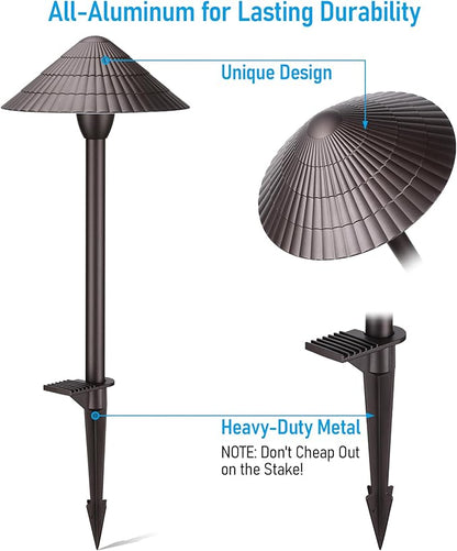 LEONLITE 5CCT LED Low Voltage Landscape Lights, 3W Cast-Aluminum 12-24V Pathway Lights, 1800K-5000K IP65 Path Lights, ETL Listed Landscape Lighting Wired for Yard Lawn, Oil Rubbed Bronze, Pack of 4